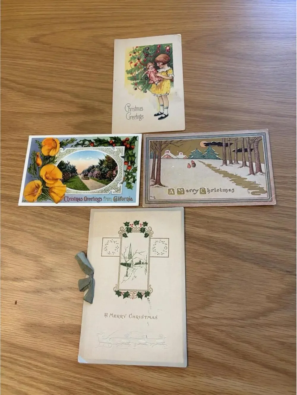 VTG Pre1930 CHRISTMAS Postcards 3+1card Lot Of 4